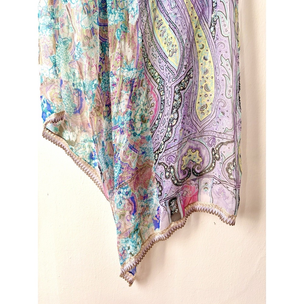 ETRO 100% Silk Scarf Made In Italy Paisley Multicolor Pastel - Picture 2 of 9